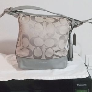 Coach Tote/Shoulder Handbag Hobo Authentic light gray/dark gray